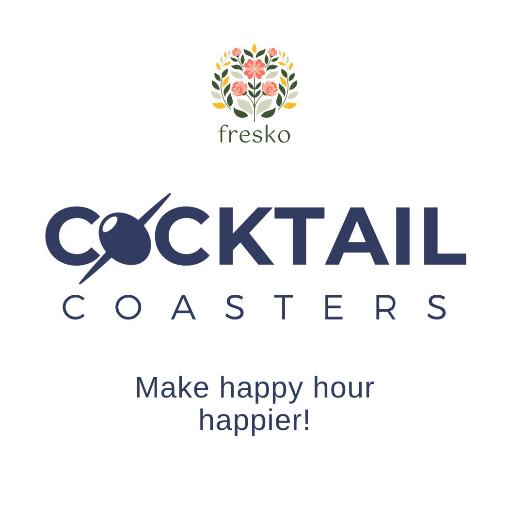 Cocktail Coasters | Blue Ticking Stripe Fabric