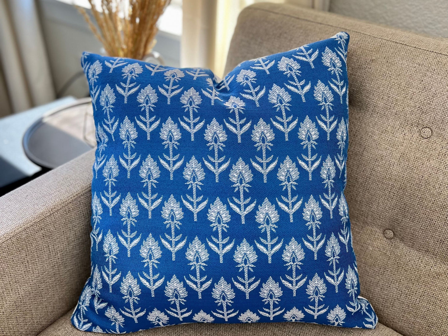 Blue and white indoor pillow cover