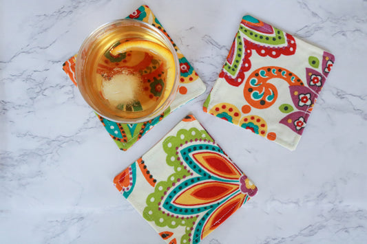 Cocktail Coasters | Paisley Fabric