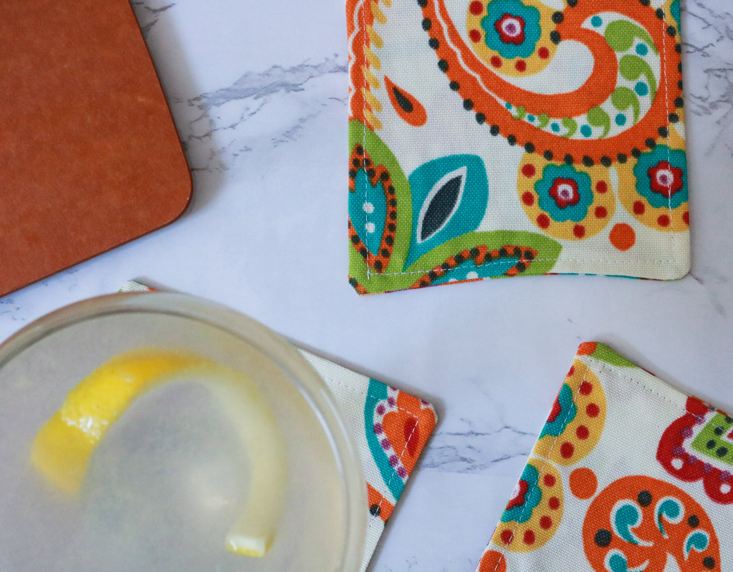 Cocktail Coasters | Paisley Fabric