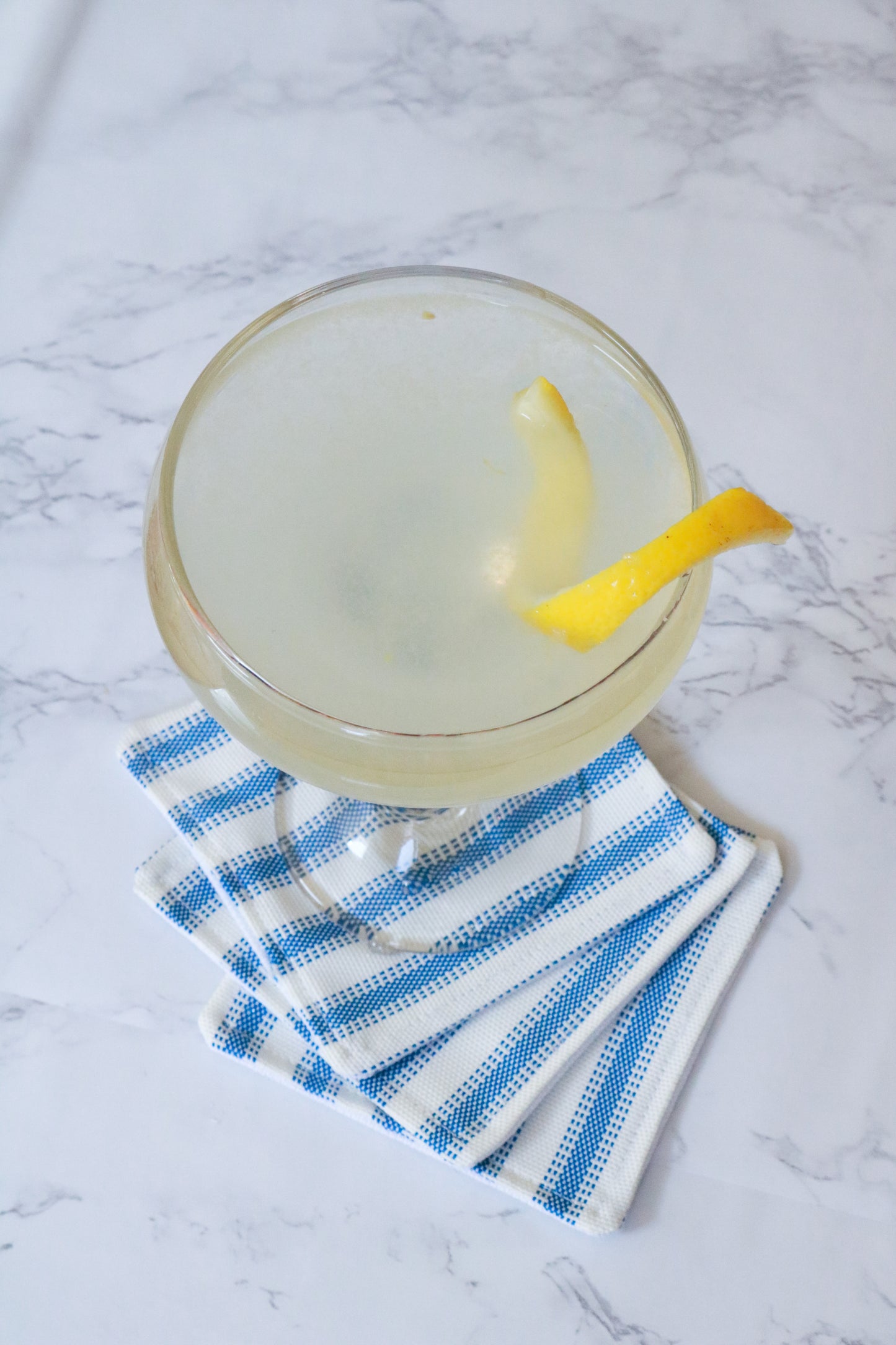 Cocktail Coasters | Blue Ticking Stripe Fabric