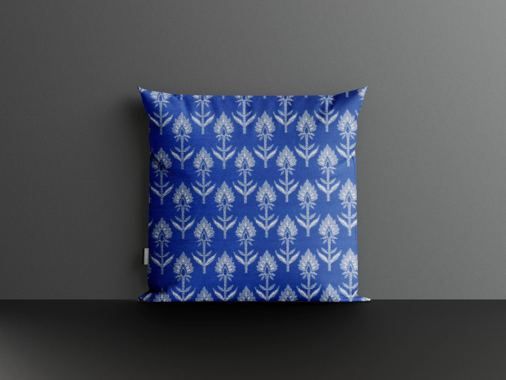 Blue and white outdoor pillow cover